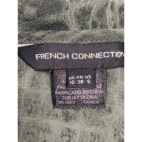 French Connection Tunic Top Long Sleeve Crocodile Print Button Closure Gray W 6 - Picture 7 of 8